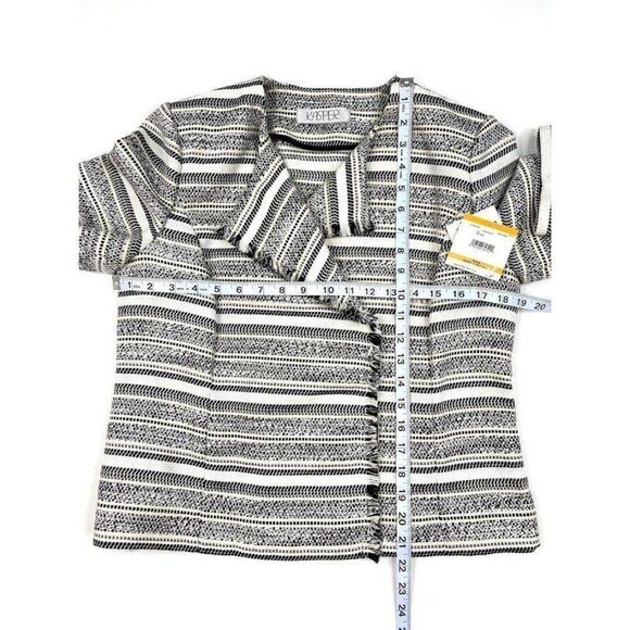 Kasper Blazer Jacket Small Black White Tweed Open - Picture 7 of 8